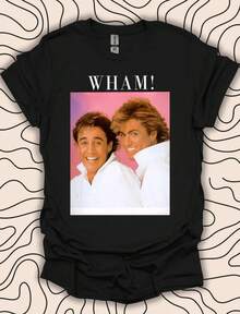 ¡Bang! Camiseta de Música Retro – Camiseta de Ícono Pop de los 80 – Regalo de Diseño Vintage Unisex para Hombres y Mujeres 1919PC, Camiseta con Estampado Gráfico WHAM de Temática Musical Retro, Cuello Redondo, Sudadera, Tops, Ropa de Tallas Grandes, Diseño con Fondo Rosa, Detalles de Diseño, Manga Corta, Estilo Y2K, Prenda de Estilo Relajado, Adecuada para Todas las Temporadas, Lavable a Máquina, Para Uso Casual y de Negocios, Uso Diario y Salidas Informales. - Negro - Ver 7