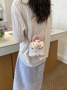 1个迷你印花手提/斜挎零钱包、钥匙扣、耳机收纳包 - 粉色 - 查看 2
