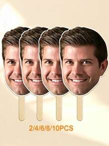 Face On Stick, Number Head On Stick, Printable Big Head Cutouts, Funny Groom Face Fan, Bachelorette Party Gift, Personalized Fun Party Decor - Multicolor - View 10