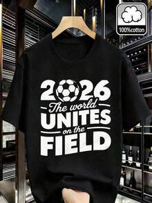 | 1 Playera para Mujer 100% Algodón Transpirable|Camisetas para s 2026 Patrón de Campo de Fútbol de Círculo Concéntrico Mundial Camiseta Unisex, 100% Algodón, Cuello Redondo, Cómoda y Transpirable, Estilo Retro de Moda, Estilo Patriótico, Ideal para Moda de Calle y Estilo Y2K, Perfecta para Conmemorar Festivales Camiseta de Ajuste Estándar para sNew stylish T-shirt, - Ideal para el Verano - Negro - Ver 1