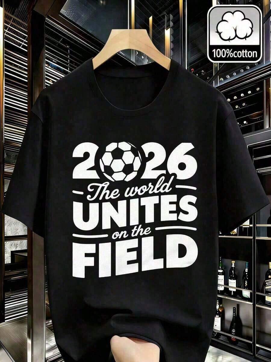 | 1 Playera para Mujer 100% Algodón Transpirable|Camisetas para s 2026 Patrón de Campo de Fútbol de Círculo Concéntrico Mundial Camiseta Unisex, 100% Algodón, Cuello Redondo, Cómoda y Transpirable, Estilo Retro de Moda, Estilo Patriótico, Ideal para Moda de Calle y Estilo Y2K, Perfecta para Conmemorar Festivales Camiseta de Ajuste Estándar para sNew stylish T-shirt, - Ideal para el Verano - Negro - Ver 1