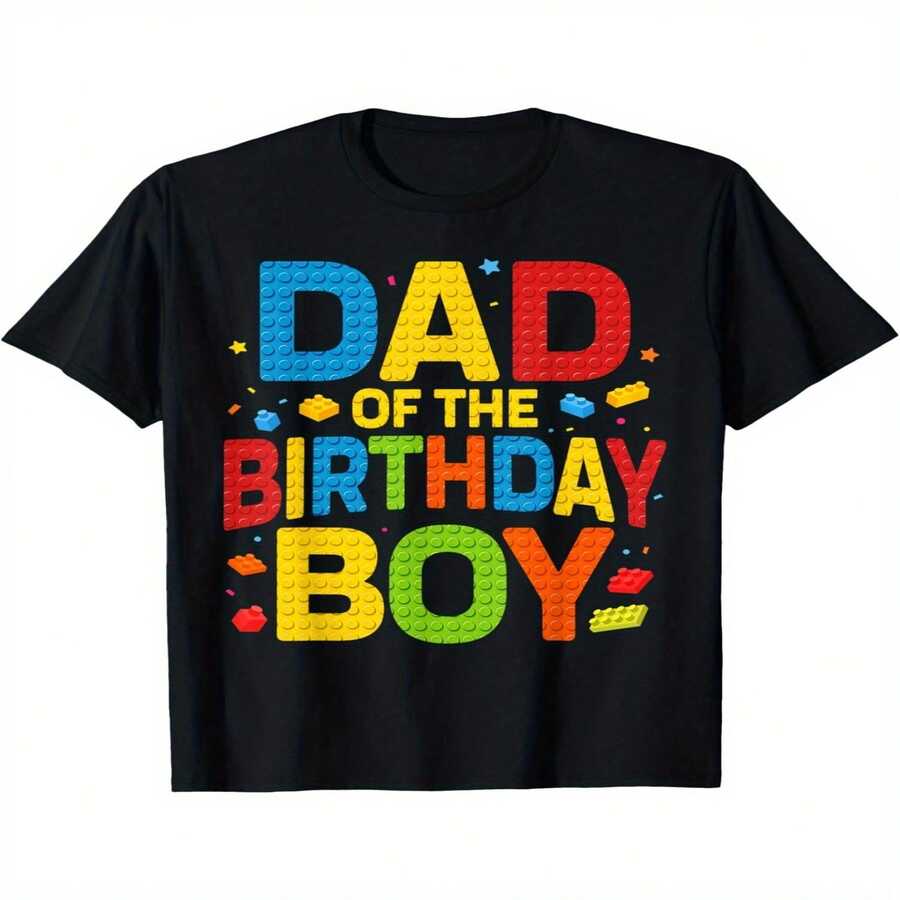 Camiseta a juego para el Día de la Independencia/Día del Padre: Divertida camiseta para hombre con un estampado vibrante de "Cumplea?ero Papá" y un colorido dise?o de confeti. El regalo perfecto para papá. Camiseta informal de manga corta con cuello redondo, color negro, ideal para ocasiones especiales. Tejido transpirable y ajuste cómodo. - Negro - Ver 1