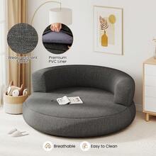 GOFLAME Blow Up Lounge Chair Inflatable Sofa For Living Room Study Bedroom Office Air Couch With Wide Armrests - Grey - View 4
