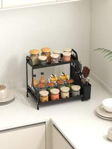 1pc Multi-Tier Spice Rack For Kitchen Countertop, Versatile Layered Storage Shelf For Organizing Spices, High Capacity Storage, Suitable For Home, Kitchen And Dining Room - Storage Rack - View 4