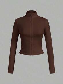 2 piezas Conjunto versátil de ropa deportiva de punto blanca y negra para yoga y fitness, camiseta de manga larga con cremallera y bordado gráfico de letras, elegante para otoño/invierno - Multicolor 2 - Ver 6