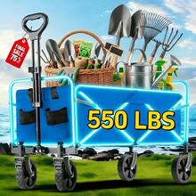 INBRAVE 550LBS All Terrain Heavy Duty Folding Cart, Large Capacity Camper Suitable For Yard Shopping/ Sports/ Outdoor/ Gardening Equipment Handling, Black Multifunctional Utility Cart - Xe đẩy đựng đồ làm vườn chịu tải nặng - Xem 9