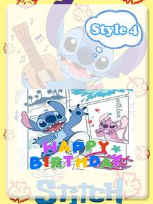 Disney 这款以史迪奇为主题的生日快乐背景横幅，以鲜艳的蓝色为主色调，搭配醒目的粉色字母和热带风情装饰，尽显经典角色形象。采用轻盈抗皱面料，印花清晰锐利，可重复使用。这款背景横幅是主题生日派对、拍照区和蛋糕桌展示的理想之选，为任何庆祝活动增添趣味盎然的怀旧气息。 - 多款 - 查看 14