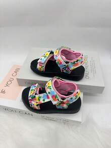 Sandal Olahraga Anak Unisex Sederhana yang Dapat Diatur dengan Perekat Velcro, Sandal Datar Kasual Luar Ruangan, Pantai, Ringan, Nyaman, dengan Ujung Terbuka dan Anti Selip - Berwarna merah muda - View 4