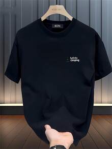 Men's Short-Sleeved T-Shirt, 180g, Cotton, Solid Color, New, Basic, Loose And Versatile, Ins Style, Urban Style, -Hop, Loose, One Size, With Digital Print, Sportswear, Pullover Style Top Of -Hop And Street Culture - Unisex Style. - 白色 - 查看 7