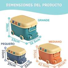 Cestas de Almacenamiento, Caja de Juguetes para Niños, 3 Piezas Juguetero Organizador Infantil, con Ruedas y Asas, Cestas de Organizadoras de de Apilable para Ropa Juguetes, para Niños, Niñas - Multicolor - Ver 3
