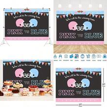 Ticuenicoa Pink or Blue Gender Reveal Backdrop Sports Themed Babyshower Party Background He or She Banner Football Baby Shower Photo Booth Props Girl or Boy Party Decorations Cake Table Banner 5x3ft - Azul rosa - Ver 1