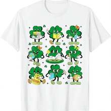 Camiseta de manga corta de algodón puro de 220 g para hombre y mujer, con estampado de St PatriC1KS Day Irish TeaC1her WoM1en Girl. Tejido grueso, resistente a las arrugas y que no se deforma fácilmente. Estilo sencillo y versátil, ligero y transpirable, perfecto para ir al trabajo, viajar, acampar, ir de compras y para el tiempo libre diario. - Blanco - Ver 1
