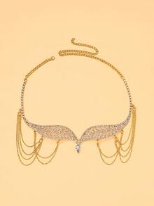 1 chiếc dây cài tóc hình cánh lá mới, phụ kiện tóc pha lê nhiều lớp kiểu Châu Âu và Mỹ. - Vàng - Xem 8