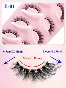 ENCHUW 5 paires de faux cils naturels effet œil de chat désordonnés, bande transparente, look œil de chat, cils vaporeux, extrémités allongées, bande complète, doux, naturel et réaliste - Noir - Voir 2