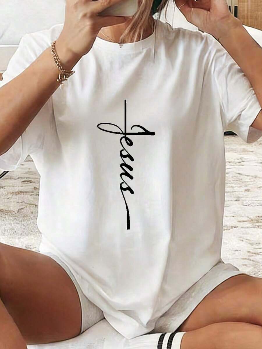 Valentine's Day T-Shirt, A Women's American Retro Style Short-Sleeved T-Shirt With A Loose Fit, Featuring Heart Prints, Heart Shapes And New York Lettering, Women's Fashion For Valentine's Day, Suitable For Going Out, For The Street, For Sports, Casual Summer Wear For Women, Easy To Match. - 白色 1 - 查看 1