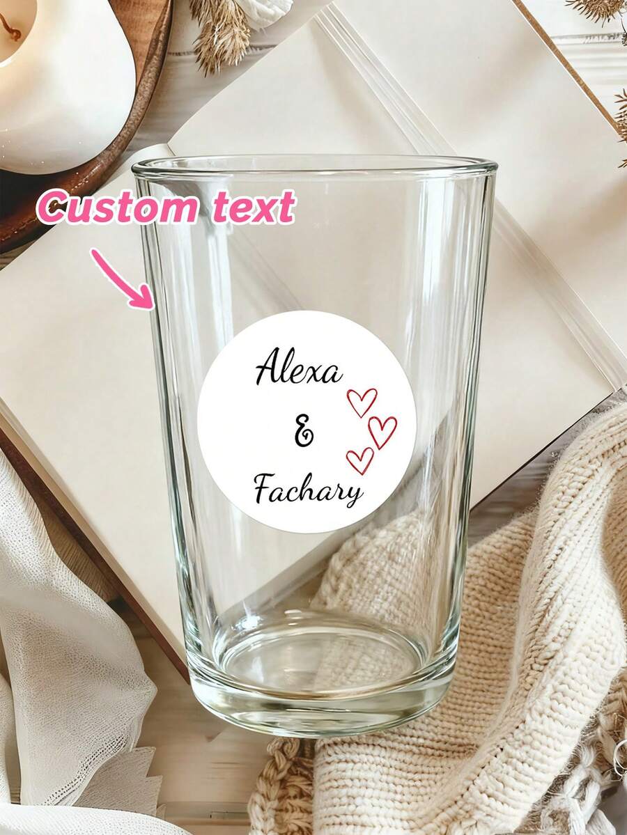 Customized Wedding Thank You Stickers, Waterproof Round Labels Printed With Couple's Names, Date And Eucalyptus Leaf Pattern, Suitable For Wedding Favors, Gift Bags, Boxes And Party Decorations - Multicolor - View 1