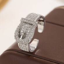 Bộ nhẫn nữ cao cấp đính đá Cubic Zirconia toàn bộ, chất liệu thép không gỉ, gồm 1 chiếc/3 chiếc/5 chiếc/10 chiếc, trang sức đeo hàng ngày và ngày lễ. - Bạc - Xem 10