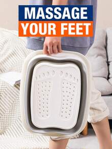 Multipurpose Foldable Foot Bath With Steam Lock Lid Lightweight Hand/Foot Bath For Daily Care Collapsible Plastic Bucket With Frame To Relax Feet Home Decor Kitchen Bathroom Pool Travel Laundry Use Back To School Essentials - Multicolor - View 5