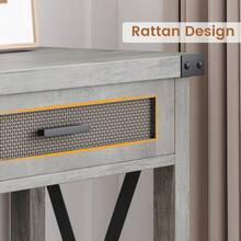 43-Inch Bohemian Console Table For Entryway, Rattan Drawers, Wooden Entryway Or Sofa Table With Storage, Decorative Design For Living Room, Hallway Or Foyer - Grey - View 5