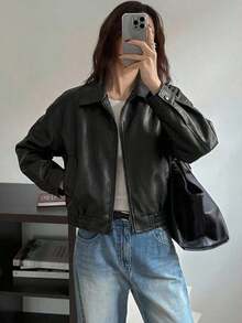 Chaqueta vintage nueva de primavera, estilo corto, ajuste regular, adecuada para mujeres, prenda exterior para el Día de San Valentín - Negro - Ver 6