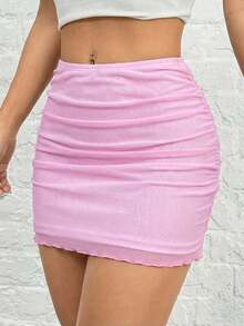Falda De Mujer De Malla De Punto Negra - Rosa - Ver 4
