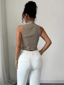 Chaleco de verano casual y elegante tejido para damas - Negro - Ver 2