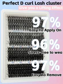 Bộ DIY mi cụm 400 sợi cong D, hỗn hợp 30D/40D/50D/60D, mềm mại thân thiện với da, giữ độ cong cả ngày giúp mắt to hơn, kèm keo, dung dịch tẩy và nhíp, dễ dùng cho người mới bắt đầu trang điểm mi tại nhà - màu đen - Xem 2