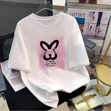 Women's Casual Printed T-Shirt, Short Sleeves, Round Neck, Spring/Summer Urban Fashion Unisex T-Shirt. UVSU - 708白色 - 查看 12