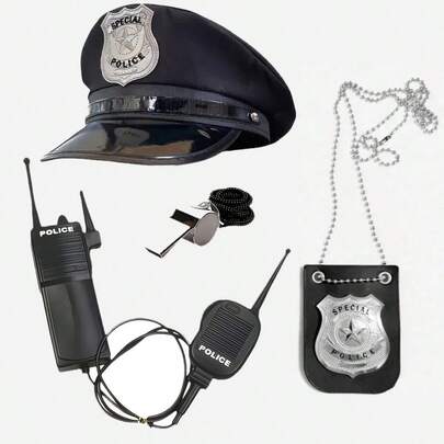 4 Pieces Of Gender-Neutral Uniform Accessories. This Is A Role-Playing Officer Prop Set With A Fashionable And Cool Design. It Is Suitable For Night Party Costumes, Music Festivals, Carnivals, Role-Playing Parties And Stage Performance Props.