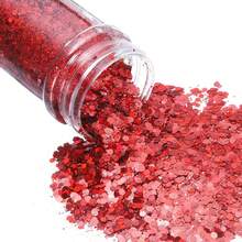 90ML Polvo de brillo grueso en botella, polvo de brillo fino mezclado de escamas de PET para decoración de bola de nieve, manualidades, resina, decoración de festivales, decoración de uñas - Rojo - Ver 3