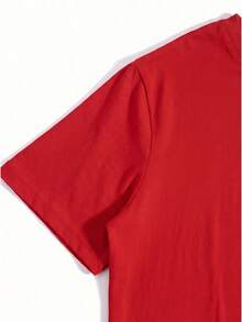 New 2026 Playera con estampado de Osa Moderna, ajuste regular cuello redondo manga corta fiesta suave - Rojo - Ver 4