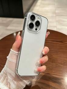 5pcs Luxury Minimalist Transparent & Semi-Transparent Anti-Slip, Anti-Shock, Durable Phone Protective Case, Suitable For IPhone 17 Pro Max, 17 Pro, 17 Air, 16 Pro Max, 16 Pro, 15 Pro Max, 15 Pro, 14 Pro Max, 14 Pro, 14 Plus, 13 Pro Max, 14, 13, 12, 11, With Transparent Camera Protection Frame, Soft TPU Material - Transparent 1 - View 2