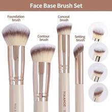 MAANGE Set de Brochas de Maquillaje 4 Piezas Brochas de Maquillaje Profesional Brocha para Base de Maquillaje con Caja de Regalo - Beis - Ver 2