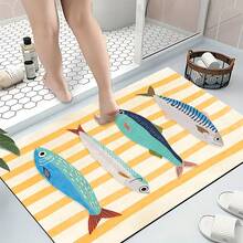 1pc Colorful Fish Pattern Printed Silica Gel Carpet, Easy To Clean, 3D Printed Rectangle Rug, Suitable For Entryway, Living Room, Kitchen, Bedroom, Hallway, Bathroom, Laundry Room - Polyester Carpet, For Indoor And Outdoor Home Decor - Multicolor - View 3