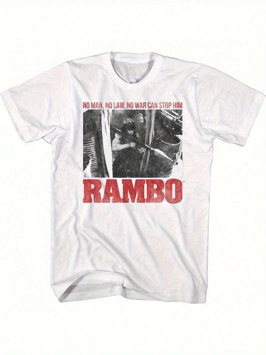 Camiseta Clásica Vintage de Rambo Primera Sangre (1982) - Estilo Inmortal para Hombre y Mujer - Blanco - Ver 1