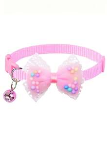 1/3pcs Cute Princess Style Mesh Bow Pet Collar, With Adjustable Bell, Suitable For Puppies, Cats, Small Dogs, Daily Activities, Outdoor Decorative Collar, Pet Cat And Dog Decorative Supplies - Multicolor - View 10