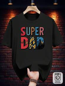 Vintage T-Shirt Homme "Super Papa" 100% Cotton Round Neck Streetwear Homme Turkey Morocco  Cadeau Fête Des Pères Dzien Taty été - Black - View 2