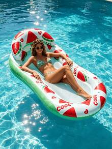 1pc Inflatable Mesh Floating Lounger, Lemon & Watermelon Pattern, With Pillow, Water Hammock, Suitable For Beach, Seaside, Water Recreation, Pool Party, Summer Beach, Inflatable Water Float, Pool Floating Seat, Pool Raft, Available With Pump Set - Net Float - View 13