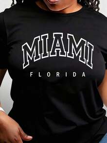Camiseta Casual para Mujer Miami - Florida - Diseño Retro - Camiseta Clásica - Negro - Ver 6