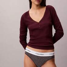 Calvin Klein Icon Cotton Modal Bikini QF8520  Thongs For Women Underwear - Stencil Heart / Dark Berry - 查看 3