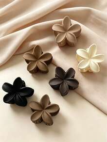 6pcs/Set Pinzas para el cabello de flor de huevo mate de 4cm, tonos de colores suaves y apagados, textura mate suave y delicada para el cabello, tamaño compacto adecuado para varios peinados. Diseñadas especialmente para mujeres con cabello fino y delgado, diseño de peine resistente que sujeta fácilmente el peinado medio, los cabellos sueltos y la coleta baja para un estilo relajado coreano, accesorios de verano para vacaciones, pinzas de garra - Multicolor - Ver 7