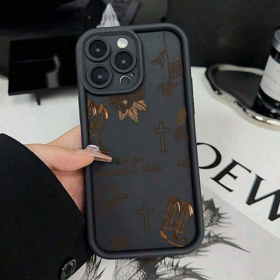 1 Piece, Delivery In 4 Days, Free Local Shipping, Accessories Not Included, Cowboy-Themed Protective Phone Cases For 16, 15, 14 Pro, 13, 12, 11, XR And XS Plus Models, Designed To Be Shockproof And Anti-Slip, As A Valentine's Day Gift For Women And Girls. - 黑色 - 查看 1