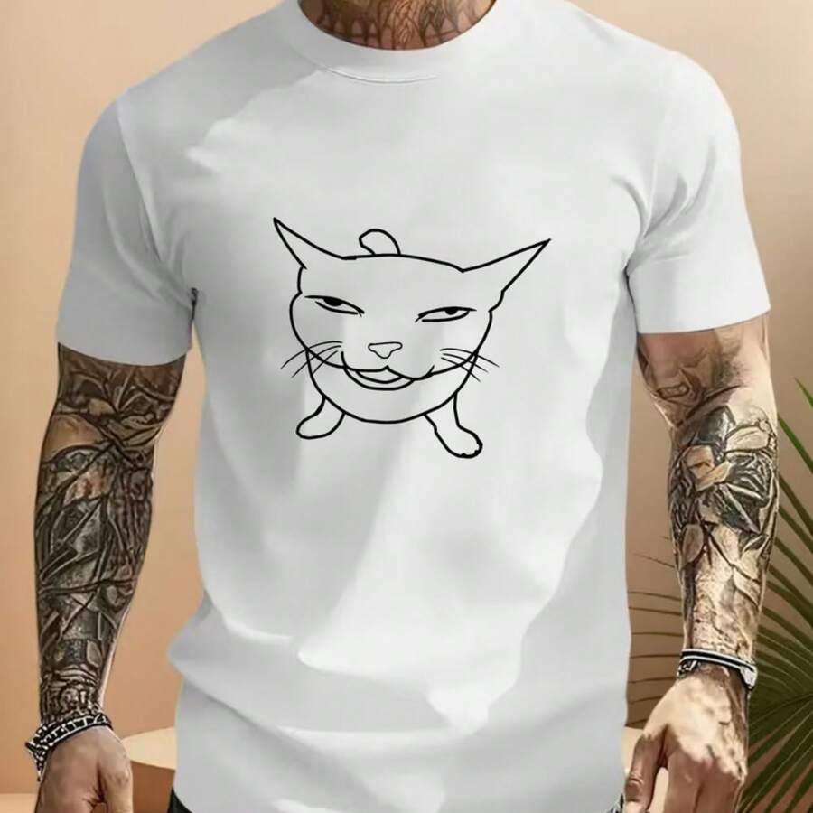 Printed T-Shirt For Men And Women - 白色 - 查看 1