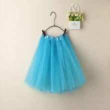 Women's Vintage Summer Tulle Skirt, Elegant Adult Ballet Dancewear, Party Costume, Dance Dress, Mini Skirt - 湖藍 - 查看 4