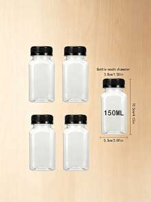 5/10 piezas Botellas de jugo de plástico transparente, Frasco de condimentos portátil, Botellas de plástico pequeñas para líquidos, Botellas de almacenamiento de jugo con tapa, Recipiente de bebida transparente, Utilizado para jugo, batidos, bebidas, Recipiente para bebidas apto para congelador, a prueba de fugas, Botellas - Multicolor - Ver 15