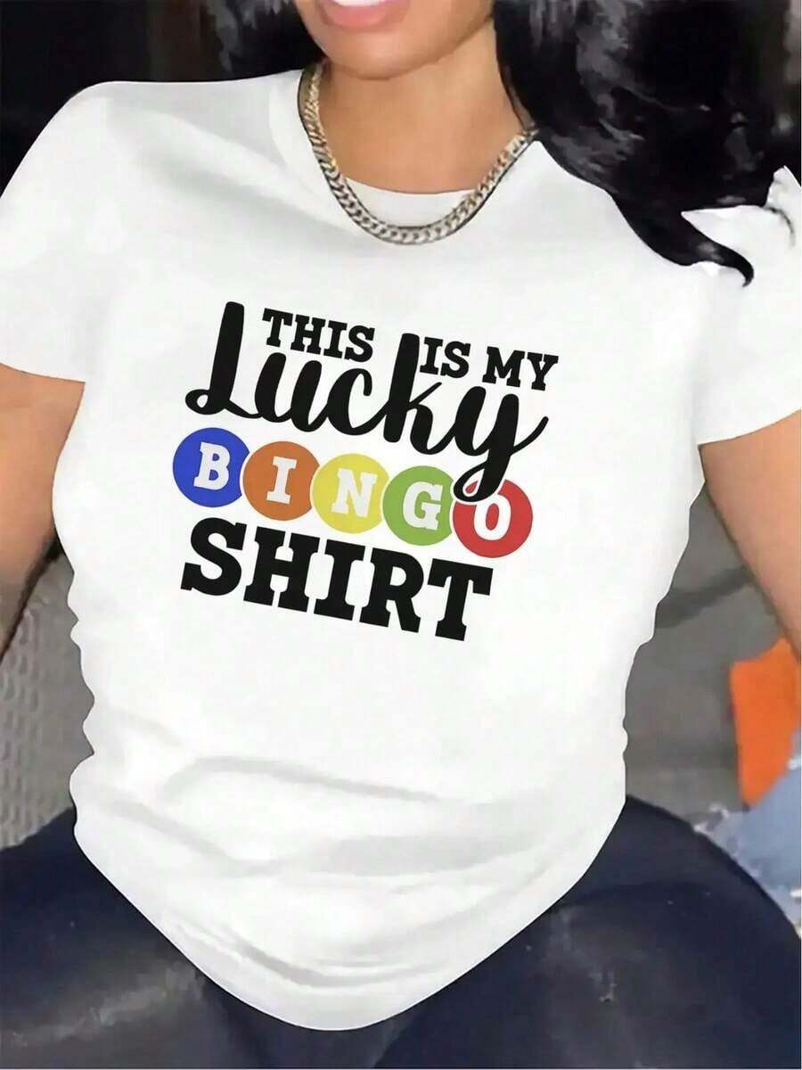 Camiseta Divertida de Bingo para Mujer - Camiseta con Estampado "Este Es Mi Bingo" - Top de Poliéster Suave y Elástico para Noches de Bingo, Noches de Juego y Vestimenta Casual - Camiseta Blanca con Letras Negras Gruesas - Regalo Perfecto para Amantes del Bingo, Accesorios de Bingo, Diseño Divertido, Tela Resistente, Ajuste Cómodo, Reuniones Sociales, Ropa con Humor, Material Ligero, Camiseta de Manga Corta, Mujeres Adultasblusas para mujer>camisa - Blanco - Ver 1