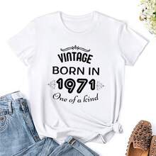 Vintage Born In 1971 One Of A Kind Classic Tshirt Premium T-Shirt Round Neck Movement Funny Joke Fitness - 白色 - 查看 1