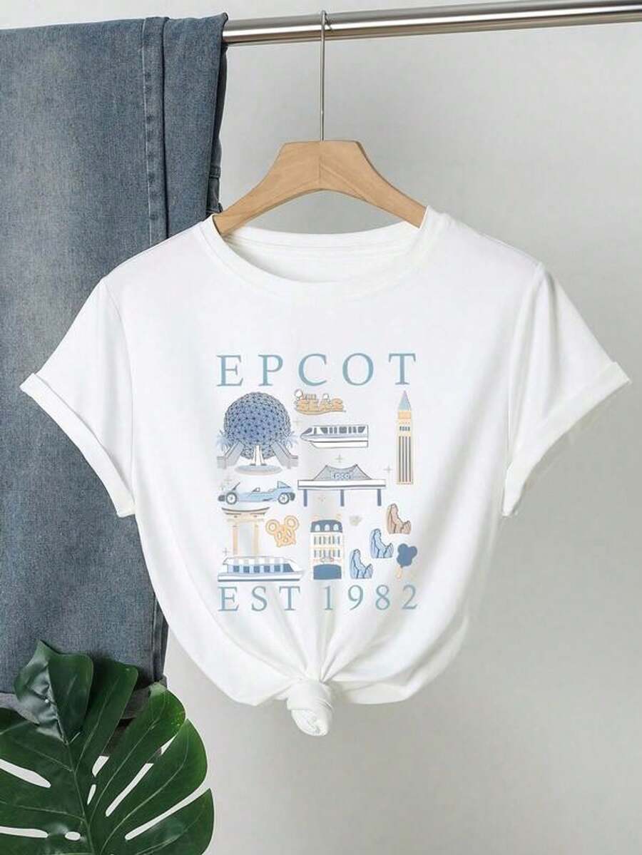 Camiseta informal versátil de manga corta con cuello redondo y color liso, color blanco, ideal para el verano.