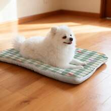 1pc Soft Pet Bed Cushion, Reversible Dog Crate Mat With Green Plaid & Heart Pattern, Washable For Small/Medium/Large Dogs, Suitable For All Seasons - Multicolor - View 3