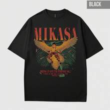 Camiseta vintage de Mikasa de | Regalos de Anime | Mercancía de Manga - Negro - Ver 4